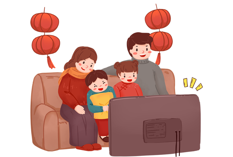 千庫網(wǎng)_新年全家四口看春晚_元素編號(hào)13347459